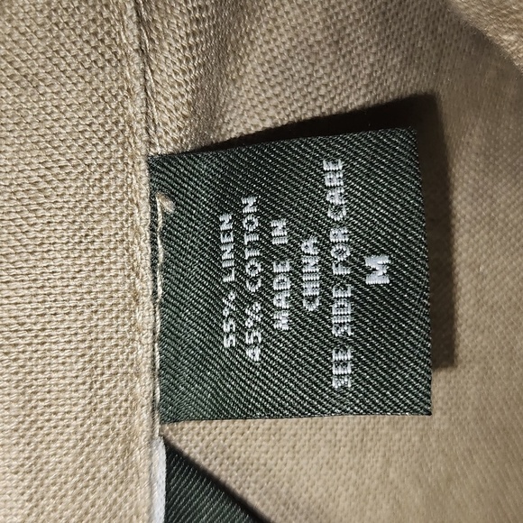 Eddie Bauer Size Medium Linen Blend Khaki Jacket - Picture 3 of 10